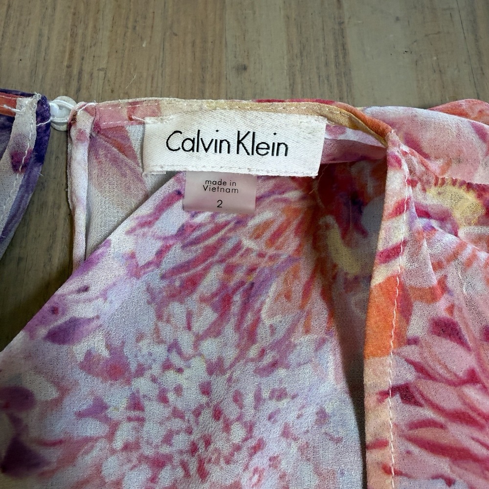 Calvin Klein Floral Sheer Lined Womens 2 Maxi Dress - Picture 4 of 7